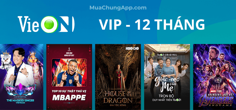 VieON VIP 12 tháng (tặng YouTube Premium 2 tháng)