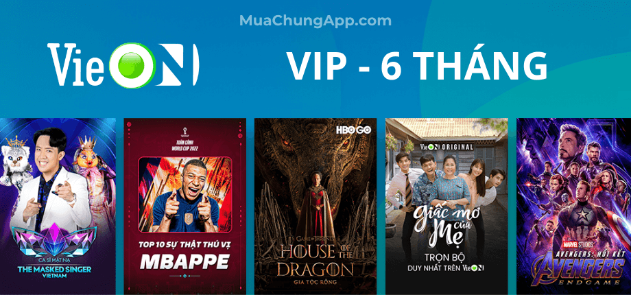 VieON VIP 6 tháng (tặng YouTube Premium 1 tháng)